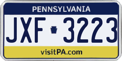 PA license plate JXF3223