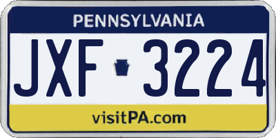 PA license plate JXF3224