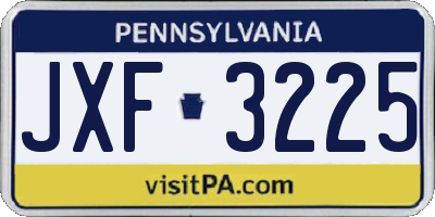 PA license plate JXF3225