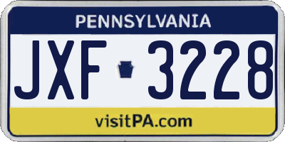 PA license plate JXF3228
