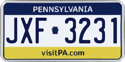 PA license plate JXF3231