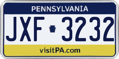 PA license plate JXF3232