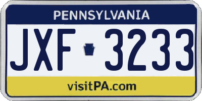 PA license plate JXF3233