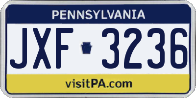 PA license plate JXF3236