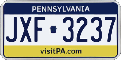 PA license plate JXF3237