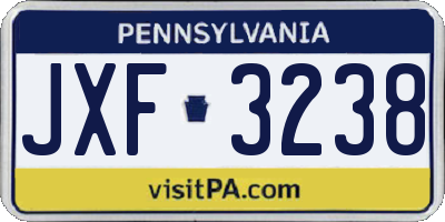 PA license plate JXF3238