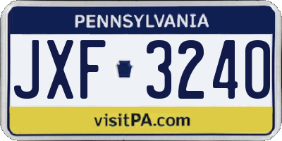 PA license plate JXF3240