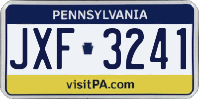 PA license plate JXF3241