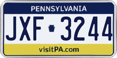 PA license plate JXF3244