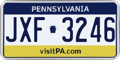 PA license plate JXF3246