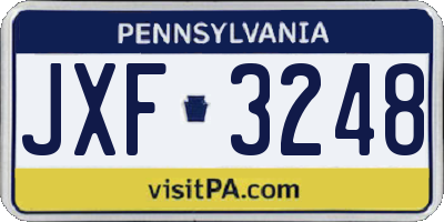 PA license plate JXF3248