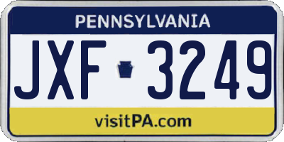PA license plate JXF3249