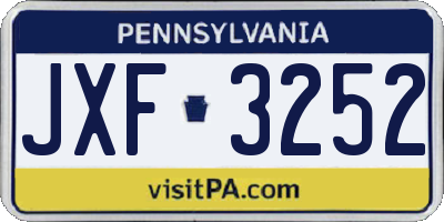 PA license plate JXF3252