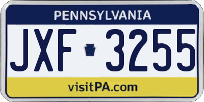 PA license plate JXF3255