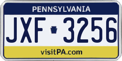 PA license plate JXF3256