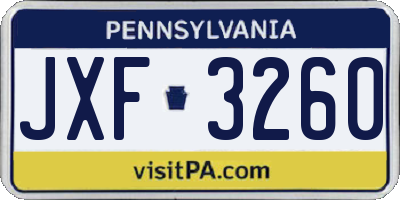 PA license plate JXF3260