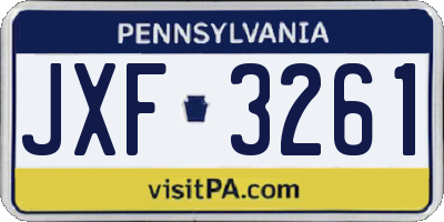 PA license plate JXF3261