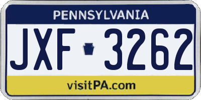 PA license plate JXF3262