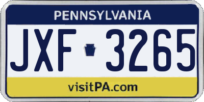 PA license plate JXF3265