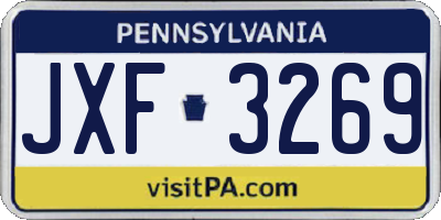 PA license plate JXF3269