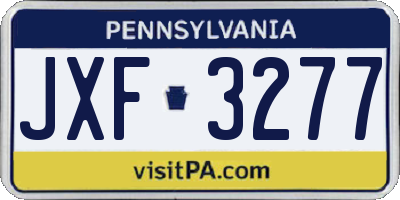 PA license plate JXF3277