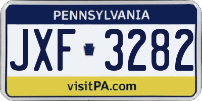PA license plate JXF3282