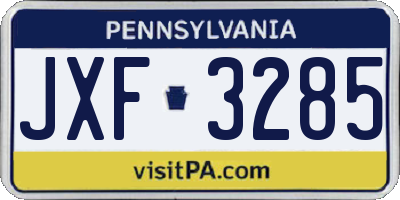 PA license plate JXF3285