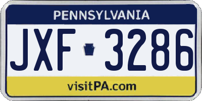 PA license plate JXF3286
