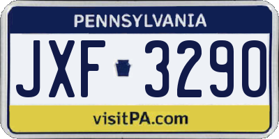 PA license plate JXF3290