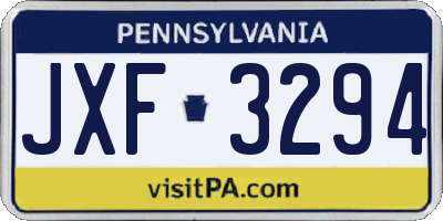 PA license plate JXF3294