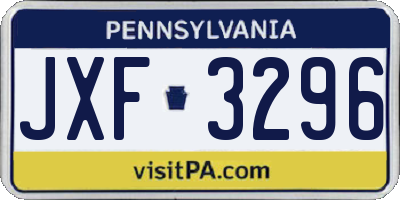 PA license plate JXF3296