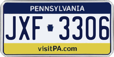 PA license plate JXF3306