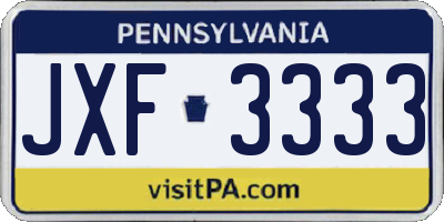 PA license plate JXF3333