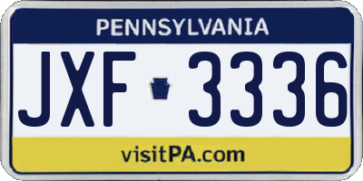 PA license plate JXF3336