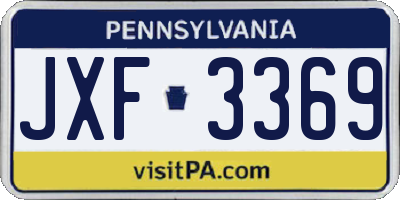 PA license plate JXF3369