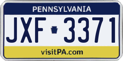 PA license plate JXF3371