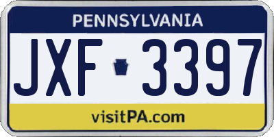 PA license plate JXF3397