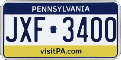 PA license plate JXF3400
