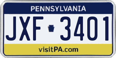 PA license plate JXF3401