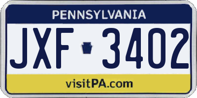 PA license plate JXF3402