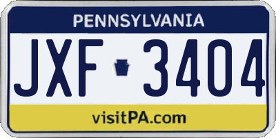 PA license plate JXF3404