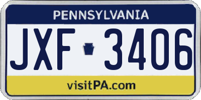 PA license plate JXF3406