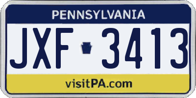 PA license plate JXF3413