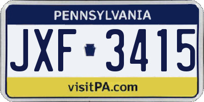 PA license plate JXF3415
