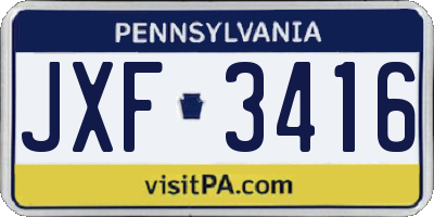 PA license plate JXF3416
