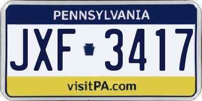 PA license plate JXF3417