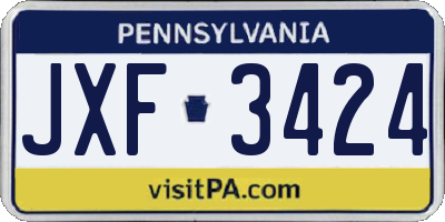 PA license plate JXF3424