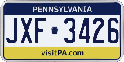 PA license plate JXF3426
