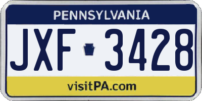 PA license plate JXF3428