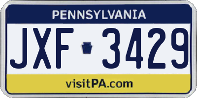 PA license plate JXF3429